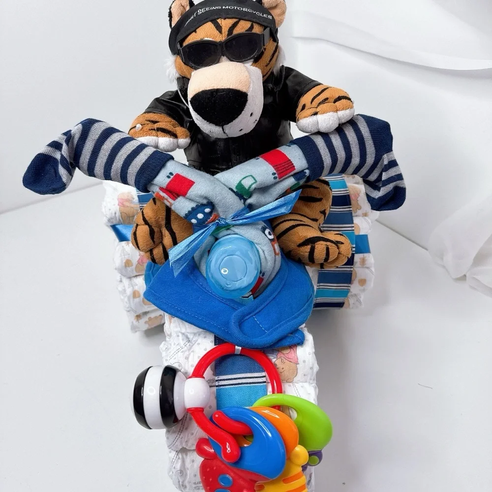Motorcycle Diaper Cake, Boy Baby Shower Gift